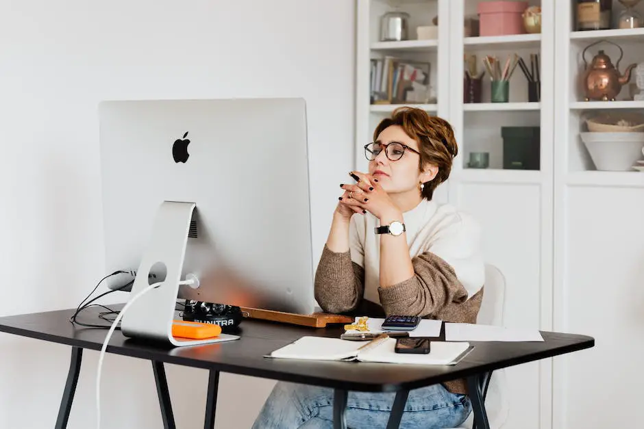 Illustration of a person analyzing data on a computer to evaluate product success in a post-launch phase.